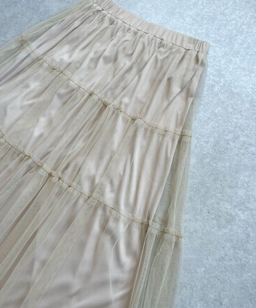 JUGLANS(ユグランス)の「☆ チュールティアードギャザースカート W1319(スカート・レディース・ベージュ/ピンク/ネイビー・FREE)」の21枚目の写真