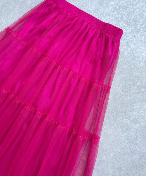 JUGLANS(ユグランス)の「☆ チュールティアードギャザースカート W1319(スカート・レディース・ベージュ/ピンク/ネイビー・FREE)」の14枚目の写真