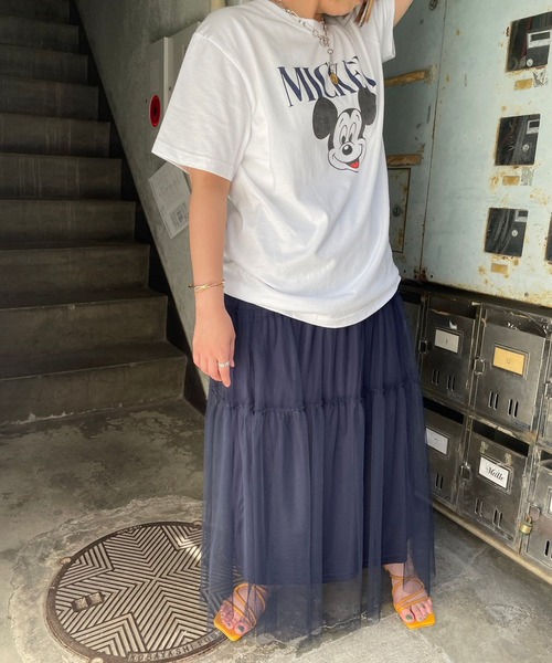 JUGLANS(ユグランス)の「☆ チュールティアードギャザースカート W1319(スカート・レディース・ベージュ/ピンク/ネイビー・FREE)」の9枚目の写真