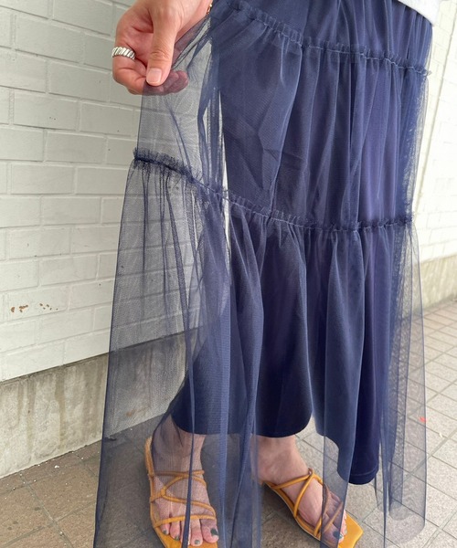 JUGLANS(ユグランス)の「☆ チュールティアードギャザースカート W1319(スカート・レディース・ベージュ/ピンク/ネイビー・FREE)」の11枚目の写真