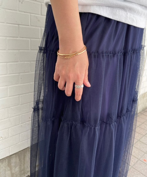 JUGLANS(ユグランス)の「☆ チュールティアードギャザースカート W1319(スカート・レディース・ベージュ/ピンク/ネイビー・FREE)」の12枚目の写真