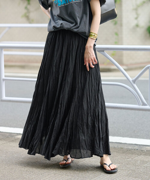 コットンボイルクリンクルフレアスカート