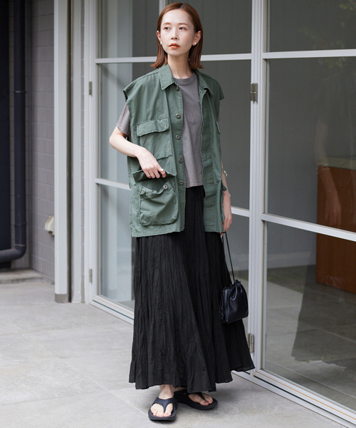 コットンボイルクリンクルフレアスカート