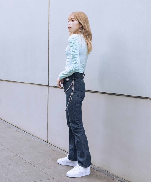 トップス THE OPEN PRODUCT RUCHED LONG SLEEVE TOP THE OPEN PRODUCT /ザオープンプロダクト/ RUCHED LONG SLEEVE