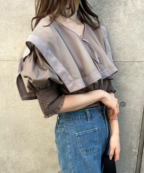 one after another NICE CLAUP(ワンアフターアナザーナイスクラップ)の「【襟取り外し可能】ビックカラーブラウス(シャツ/ブラウス・レディース・ブラック/チャコールグレー/オフホワイト・FREE)」の13枚目の写真