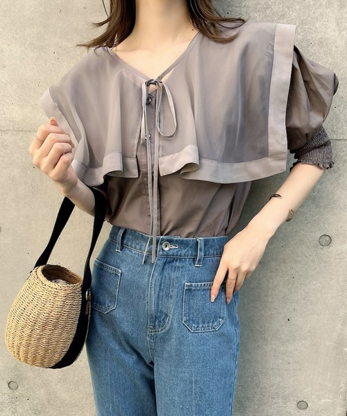 one after another NICE CLAUP(ワンアフターアナザーナイスクラップ)の「【襟取り外し可能】ビックカラーブラウス(シャツ/ブラウス・レディース・ブラック/チャコールグレー/オフホワイト・FREE)」の10枚目の写真