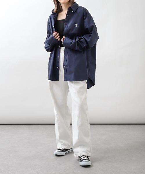 U.S. POLO ASSN.（ユーエスポロアッスン）の「【U.S. POLO ASSN.】 ワンポイント刺繍長袖ブロードシャツ（シャツ/ブラウス・メンズ・ホワイト×ブルー/オフホワイト/ブルー/ブラック×ホワイト/グリーン/ネイビー/ブルー系/ブルー系1・MEDIUM/LARGE/X-LARGE）」の21枚目の写真