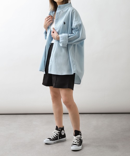 U.S. POLO ASSN.（ユーエスポロアッスン）の「【U.S. POLO ASSN.】 ワンポイント刺繍長袖ブロードシャツ（シャツ/ブラウス・メンズ・ホワイト×ブルー/オフホワイト/ブルー/ブラック×ホワイト/グリーン/ネイビー/ブルー系/ブルー系1・MEDIUM/LARGE/X-LARGE）」の15枚目の写真