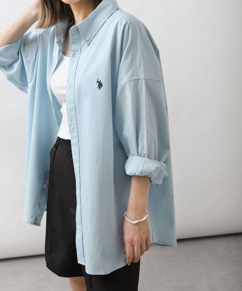 U.S. POLO ASSN.（ユーエスポロアッスン）の「【U.S. POLO ASSN.】 ワンポイント刺繍長袖ブロードシャツ（シャツ/ブラウス・メンズ・ホワイト×ブルー/オフホワイト/ブルー/ブラック×ホワイト/グリーン/ネイビー/ブルー系/ブルー系1・MEDIUM/LARGE/X-LARGE）」の16枚目の写真