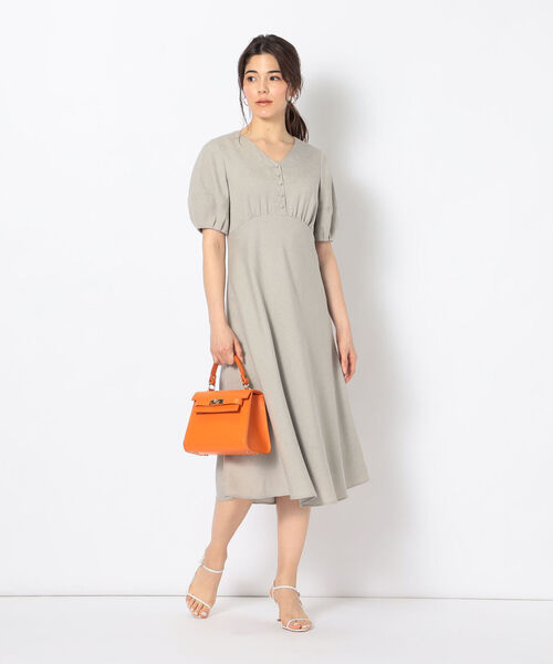 NOLLEY’S Sophi（ノーリーズソフィ）の「麻調フレアワンピース（ワンピース・レディース・ベージュ/ネイビー/グリーン・38/36）」の5枚目の写真