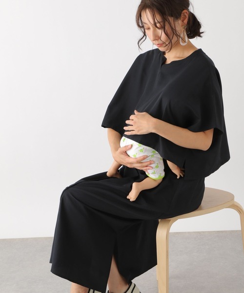 LEPSIM（レプシィム）の「マタニティ／ケープ付きワンピース　190461（マタニティウェア/グッズ・レディース・ブラック/オレンジ・FREE）」の3枚目の写真