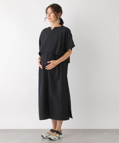 LEPSIM（レプシィム）の「マタニティ／ケープ付きワンピース　190461（マタニティウェア/グッズ・レディース・ブラック/オレンジ・FREE）」の4枚目の写真