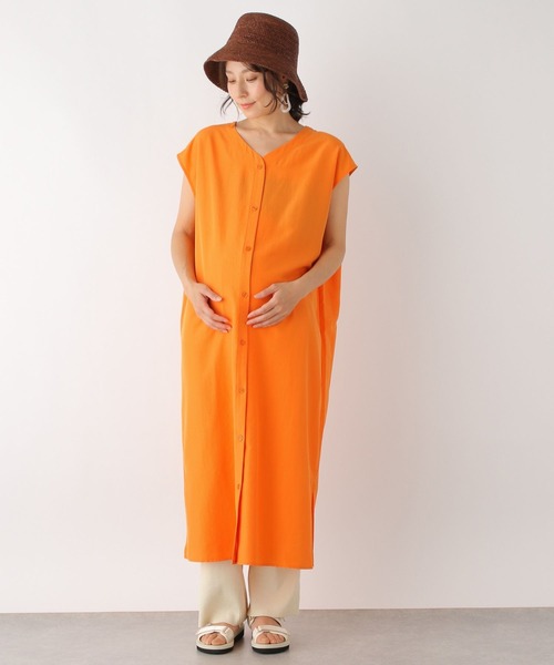 LEPSIM（レプシィム）の「マタニティ／ケープ付きワンピース　190461（マタニティウェア/グッズ・レディース・ブラック/オレンジ・FREE）」の7枚目の写真