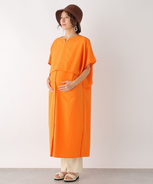 LEPSIM（レプシィム）の「マタニティ／ケープ付きワンピース　190461（マタニティウェア/グッズ・レディース・ブラック/オレンジ・FREE）」の9枚目の写真