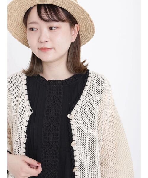 Samansa Mos2（サマンサ モスモス）の「スタンドレースノースリーブカットソー（タンクトップ・レディース・ベージュ/オフホワイト/ブラック・ﾌﾘ-）」の8枚目の写真