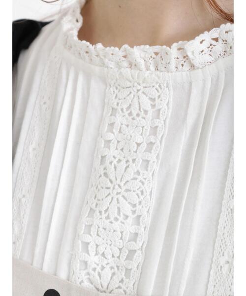 Samansa Mos2（サマンサ モスモス）の「スタンドレースノースリーブカットソー（タンクトップ・レディース・ベージュ/オフホワイト/ブラック・ﾌﾘ-）」の9枚目の写真