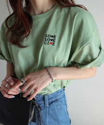 ハート刺繍/花柄刺繍Tシャツ