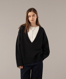 VNECK LOW GAUGE KNIT/Ⅴネックローゲージニット