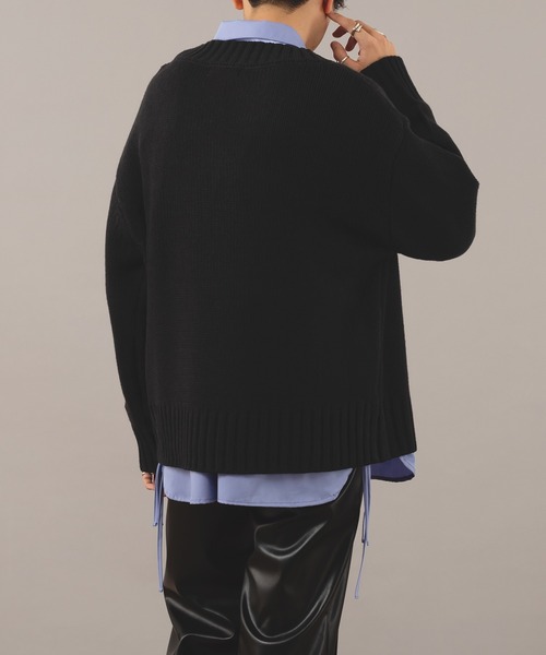 SELLE GLANT（セレグランテ）の「VNECK LOW GAUGE KNIT/Ⅴネックローゲージニット（ニット/セーター・メンズ・ダークベージュ/ブラック・LARGE/MEDIUM）」の11枚目の写真