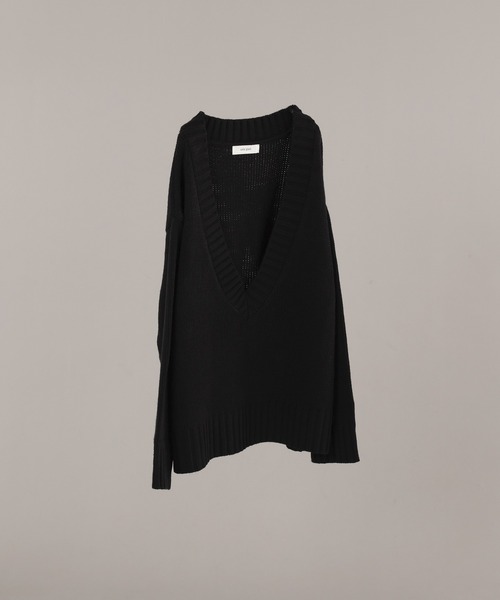 SELLE GLANT（セレグランテ）の「VNECK LOW GAUGE KNIT/Ⅴネックローゲージニット（ニット/セーター・メンズ・ダークベージュ/ブラック・LARGE/MEDIUM）」の18枚目の写真