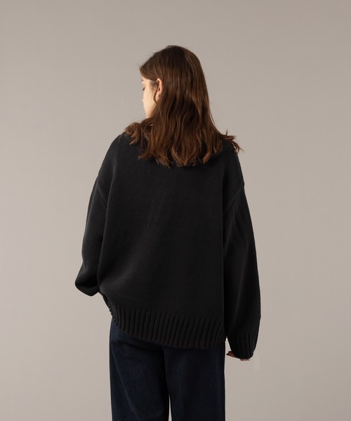 SELLE GLANT（セレグランテ）の「VNECK LOW GAUGE KNIT/Ⅴネックローゲージニット（ニット/セーター・メンズ・ダークベージュ/ブラック・LARGE/MEDIUM）」の4枚目の写真