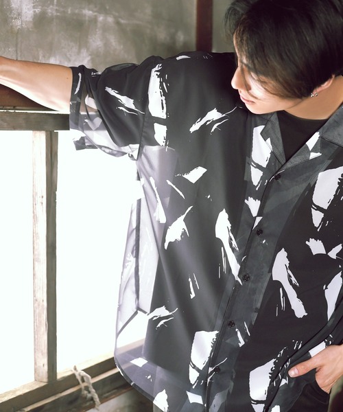 G.O.C（ジーオーシー）の「マルチ パターン ルーズ シフォン シアーシャツ（シャツ/ブラウス・メンズ・ブルー系その他/グリーン/ブラック系その他/ブラック/ホワイト/グレー・LARGE/SMALL/MEDIUM）」の13枚目の写真