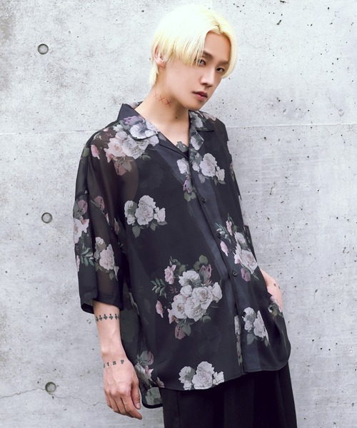 G.O.C（ジーオーシー）の「マルチ パターン ルーズ シフォン シアーシャツ（シャツ/ブラウス・メンズ・ブルー系その他/グリーン/ブラック系その他/ブラック/ホワイト/グレー・LARGE/SMALL/MEDIUM）」の18枚目の写真