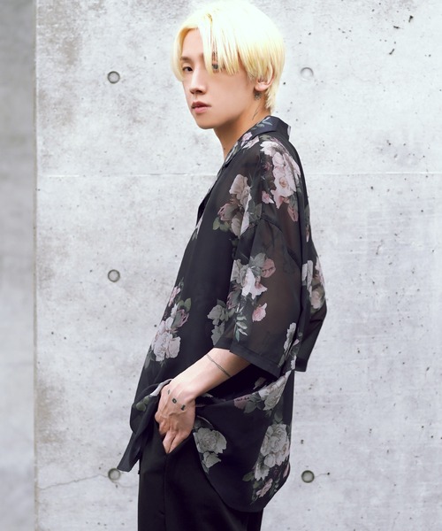 G.O.C（ジーオーシー）の「マルチ パターン ルーズ シフォン シアーシャツ（シャツ/ブラウス・メンズ・ブルー系その他/グリーン/ブラック系その他/ブラック/ホワイト/グレー・LARGE/SMALL/MEDIUM）」の19枚目の写真