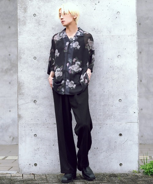 G.O.C（ジーオーシー）の「マルチ パターン ルーズ シフォン シアーシャツ（シャツ/ブラウス・メンズ・ブルー系その他/グリーン/ブラック系その他/ブラック/ホワイト/グレー・LARGE/SMALL/MEDIUM）」の21枚目の写真