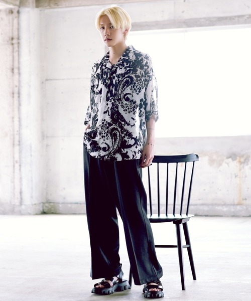 G.O.C（ジーオーシー）の「マルチ パターン ルーズ シフォン シアーシャツ（シャツ/ブラウス・メンズ・ブルー系その他/グリーン/ブラック系その他/ブラック/ホワイト/グレー・LARGE/SMALL/MEDIUM）」の11枚目の写真