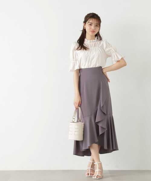 PROPORTION BODY DRESSING（プロポーションボディドレッシング）の「ラップラッフルスカート / 1213120903（スカート・レディース・オフホワイト/ダークグレー・SMALL/MEDIUM）」の5枚目の写真