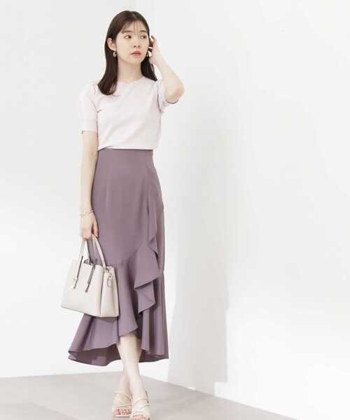 PROPORTION BODY DRESSING（プロポーションボディドレッシング）の「ラップラッフルスカート / 1213120903（スカート・レディース・オフホワイト/ダークグレー・SMALL/MEDIUM）」の8枚目の写真