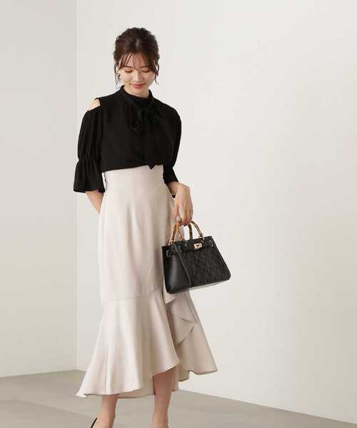 PROPORTION BODY DRESSING（プロポーションボディドレッシング）の「ラップラッフルスカート / 1213120903（スカート・レディース・オフホワイト/ダークグレー・SMALL/MEDIUM）」の11枚目の写真