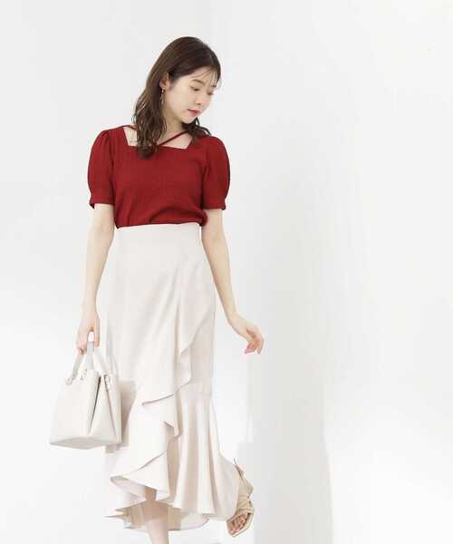 PROPORTION BODY DRESSING（プロポーションボディドレッシング）の「ラップラッフルスカート / 1213120903（スカート・レディース・オフホワイト/ダークグレー・SMALL/MEDIUM）」の13枚目の写真