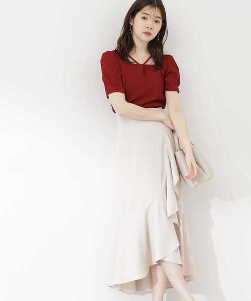 PROPORTION BODY DRESSING（プロポーションボディドレッシング）の「ラップラッフルスカート / 1213120903（スカート・レディース・オフホワイト/ダークグレー・SMALL/MEDIUM）」の2枚目の写真