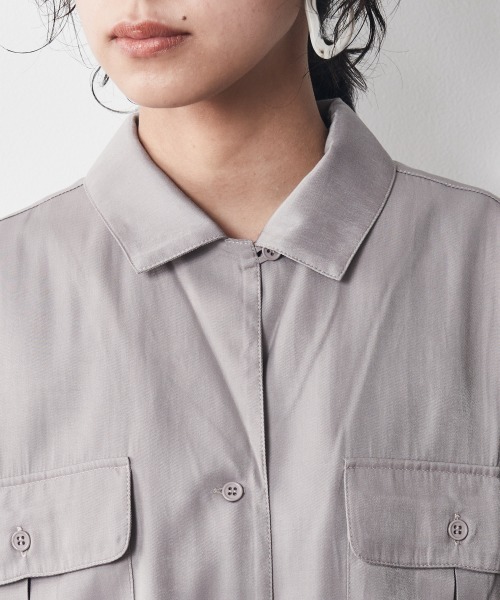 CHIC STYLE（シックスタイル）の「＜大きいサイズ＞アウトポケットシャツ シックスタイル（シャツ/ブラウス・レディース・グレー/ブラック・L/LL/3L/4L/5L）」の10枚目の写真