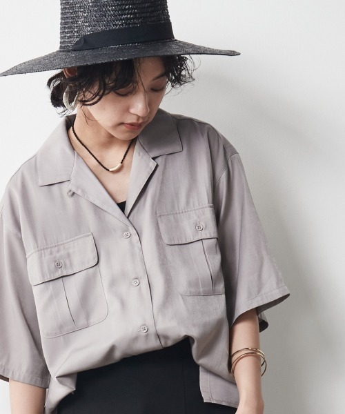 CHIC STYLE（シックスタイル）の「＜大きいサイズ＞アウトポケットシャツ シックスタイル（シャツ/ブラウス・レディース・グレー/ブラック・L/LL/3L/4L/5L）」の20枚目の写真