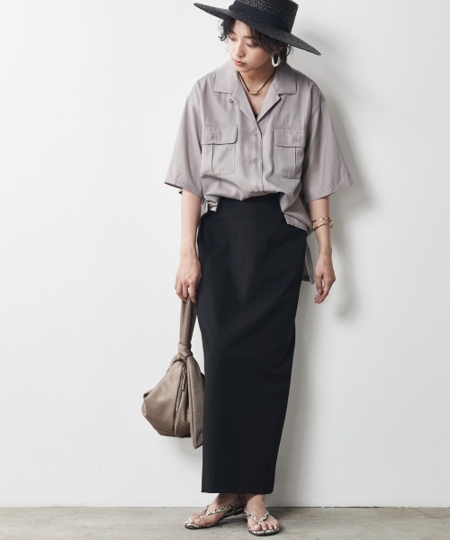 CHIC STYLE（シックスタイル）の「＜大きいサイズ＞アウトポケットシャツ シックスタイル（シャツ/ブラウス・レディース・グレー/ブラック・L/LL/3L/4L/5L）」の12枚目の写真