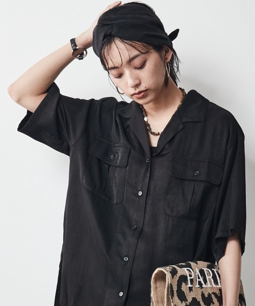 CHIC STYLE（シックスタイル）の「＜大きいサイズ＞アウトポケットシャツ シックスタイル（シャツ/ブラウス・レディース・グレー/ブラック・L/LL/3L/4L/5L）」の8枚目の写真