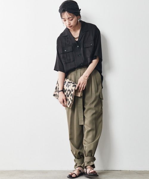 CHIC STYLE（シックスタイル）の「＜大きいサイズ＞アウトポケットシャツ シックスタイル（シャツ/ブラウス・レディース・グレー/ブラック・L/LL/3L/4L/5L）」の22枚目の写真