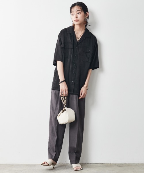 CHIC STYLE（シックスタイル）の「＜大きいサイズ＞アウトポケットシャツ シックスタイル（シャツ/ブラウス・レディース・グレー/ブラック・L/LL/3L/4L/5L）」の15枚目の写真