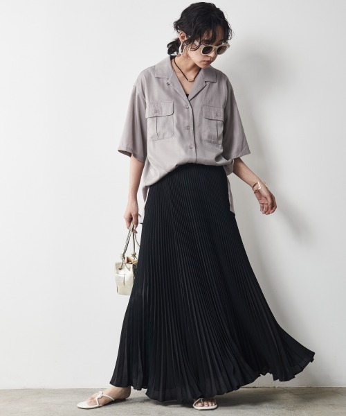 CHIC STYLE（シックスタイル）の「＜大きいサイズ＞アウトポケットシャツ シックスタイル（シャツ/ブラウス・レディース・グレー/ブラック・L/LL/3L/4L/5L）」の7枚目の写真