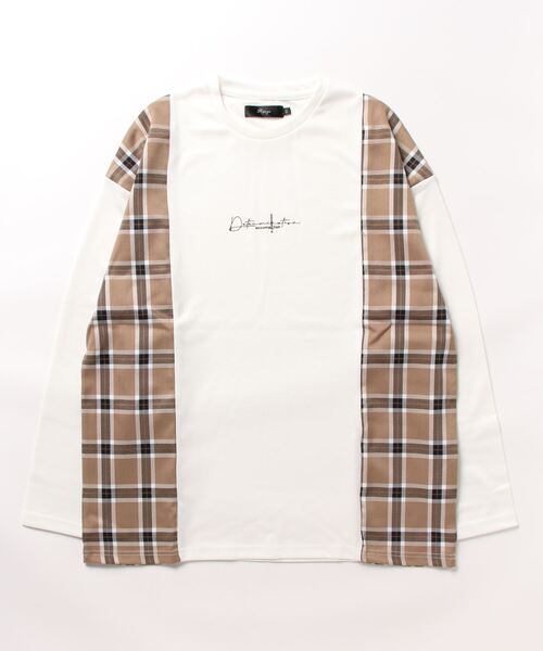 ＪＵＧＬＡＮＳ（ユグランス）の「【RINGS】サイドチェックＴシャツ（Tシャツ/カットソー・メンズ・ブラック/ホワイト・L/M）」の2枚目の写真