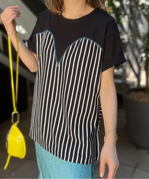 mi via loca | ストライプ ボーダー切り替えビスチェTシャツ(Tシャツ/カットソー)