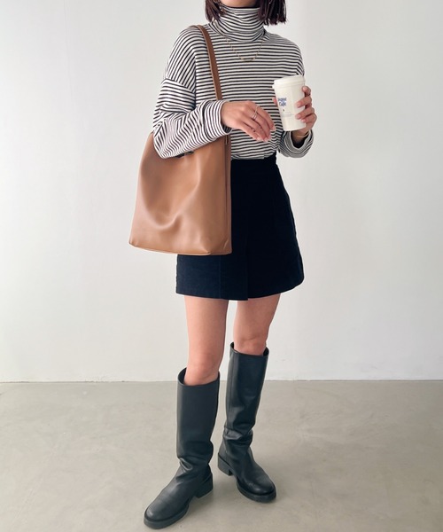 MYMOOD.（マイムード）の「【A4サイズ収納可】ポーチ付き PU ダブルベルト トートバッグ（トートバッグ・レディース・ライトベージュ/ブラウン/ブラック・FREE）」の21枚目の写真