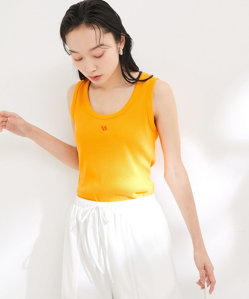 VIS（ビス）の「【洗える】フロントロゴ刺繍タンクトップ（タンクトップ・レディース・ブラック/ホワイト/オレンジ・FREE）」の14枚目の写真