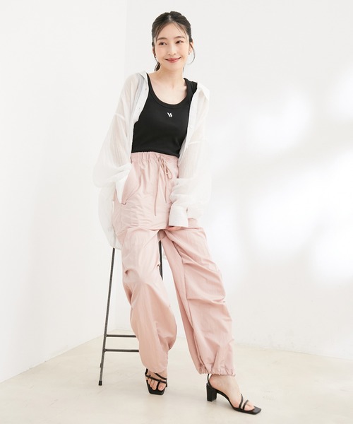 VIS（ビス）の「【洗える】フロントロゴ刺繍タンクトップ（タンクトップ・レディース・ブラック/ホワイト/オレンジ・FREE）」の17枚目の写真