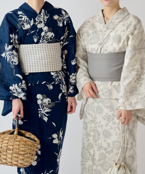 BEARDSLEY(ビアズリー)の「浴衣・マンガン絣ヒマワリ(その他小物・レディース・シルバー・FREE)」の1枚目の写真