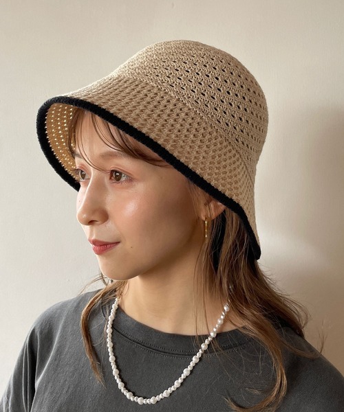 LOWRYS FARM（ローリーズファーム）の「ラインサーモＨＡＴ　963909（ハット・レディース・ベージュ/アイボリー/ブラック・FREE）」の2枚目の写真