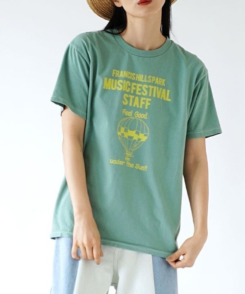 e-zakkamania stores(イーザッカマニアストアーズ)の「アメリカンコットン ヴィンテージ Tシャツ(Tシャツ/カットソー・レディース・イエロー/モカ/グリーン/ライトブルー/ライラック・M)」の1枚目の写真